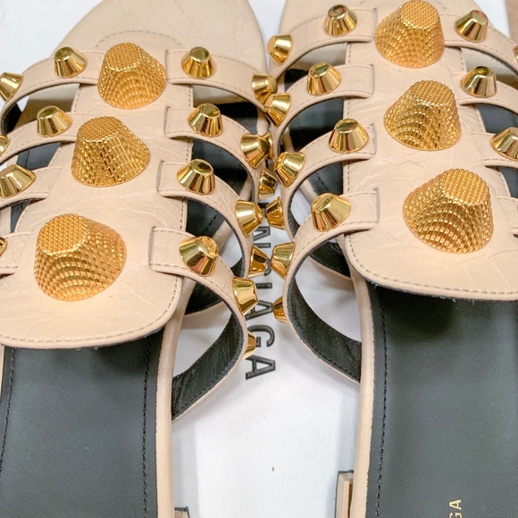 Balenciaga Tan Studded Slide - Picture 5 of 5
